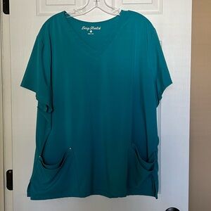 Easy Stretch Scrub Top With Pockets Size 2xl Sea Green Color V-Neck